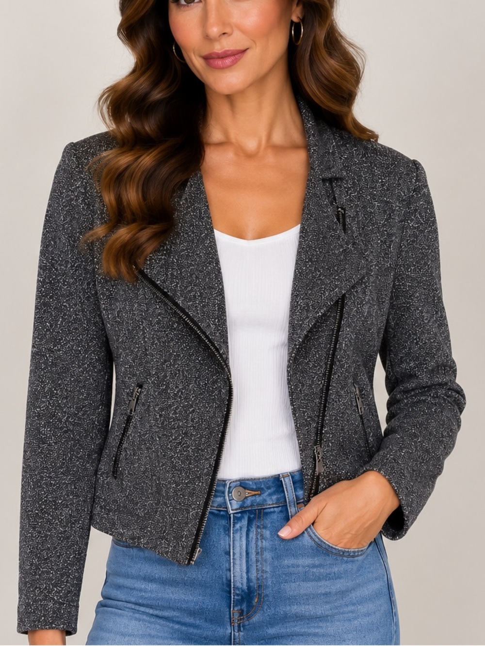 Catherine Malandrino Runway Style Marled Jacket